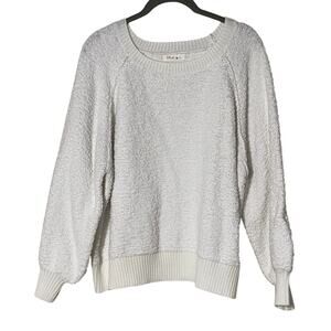 Blush J White Bubble Sleeve Chunky Cozy Sweater Sz Medium/Large